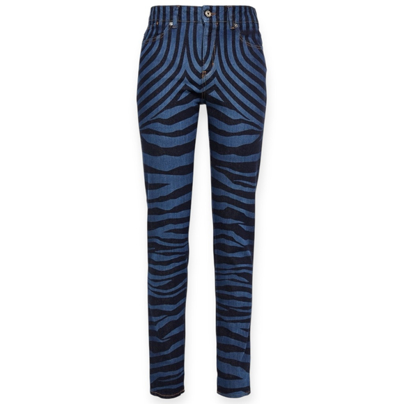 Just Cavalli Zebra Denim Jeans Blue Black High-Rise Skinny Size 27 NWT - Picture 9 of 9